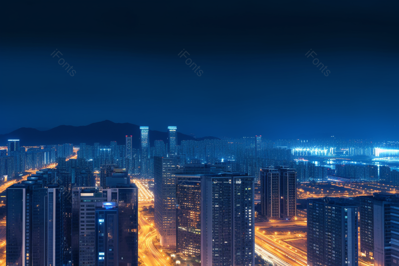 夜间在楼顶看远山城市市区大厦办公楼商务楼居民楼建筑夜间夜景实拍,高清,摄影图,摄影图片,图片大全,摄影图免费下载